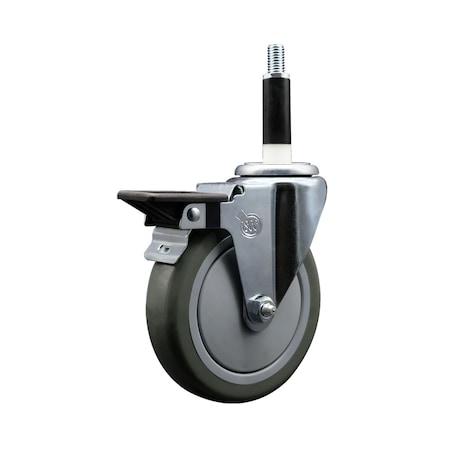 Service Caster 5'' Gray Poly Swivel 7/8'' Expanding Stem Caster with Brake SCC-EX20S514-PPUB-PLB-78